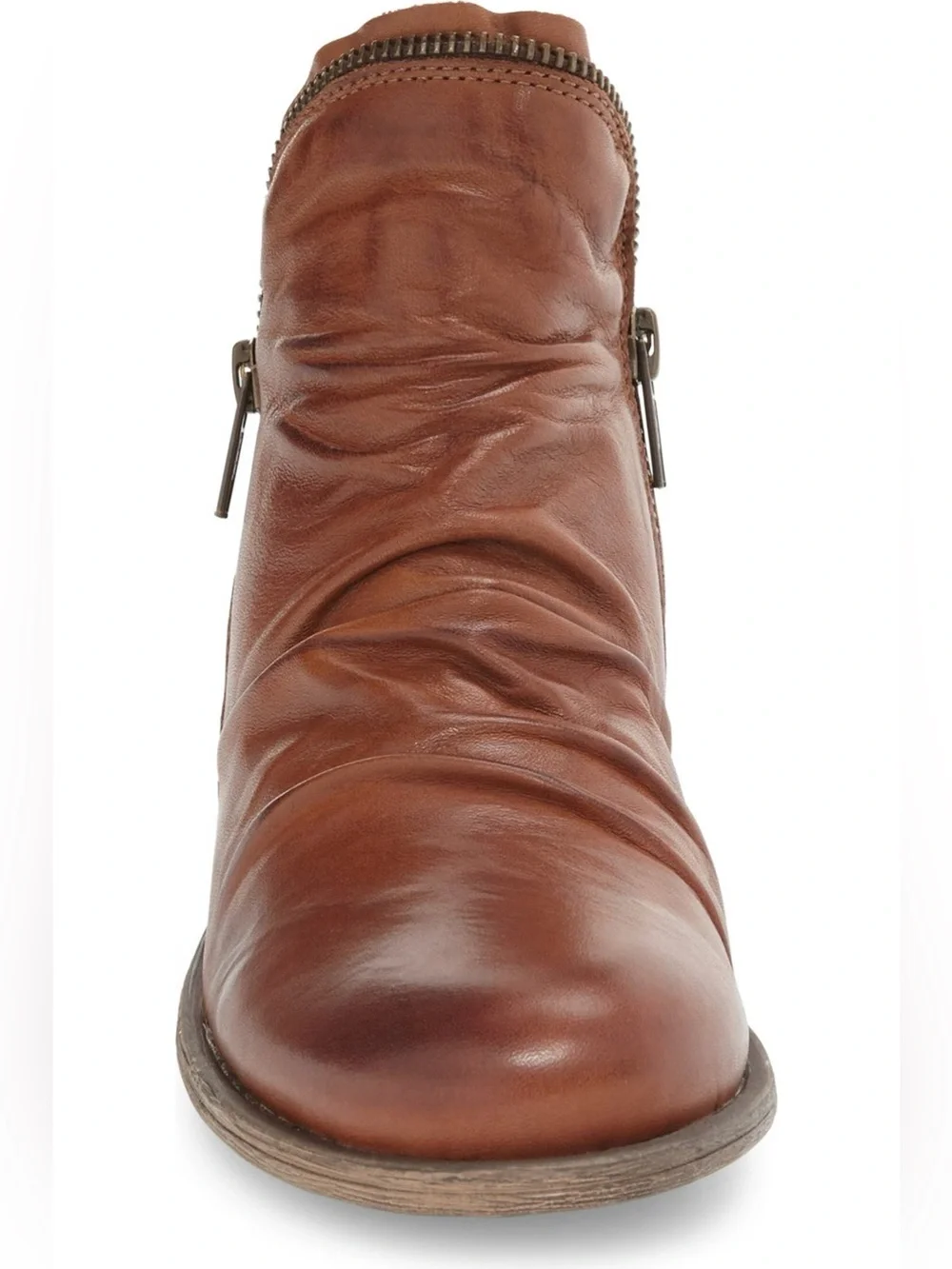 NEW MIZ MOOZ LUNA ZIPPER ANKLE BOOTS IN BRANDY 6.5
